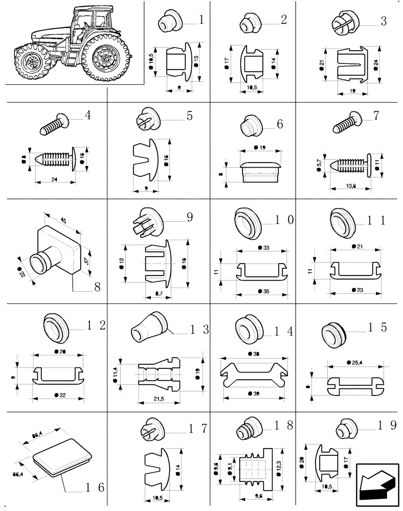 Схема запчастей Case IH MXM175 - (1.96.7[01]) - MISCELLANEOUS CAPS (10) - OPERATORS PLATFORM/CAB