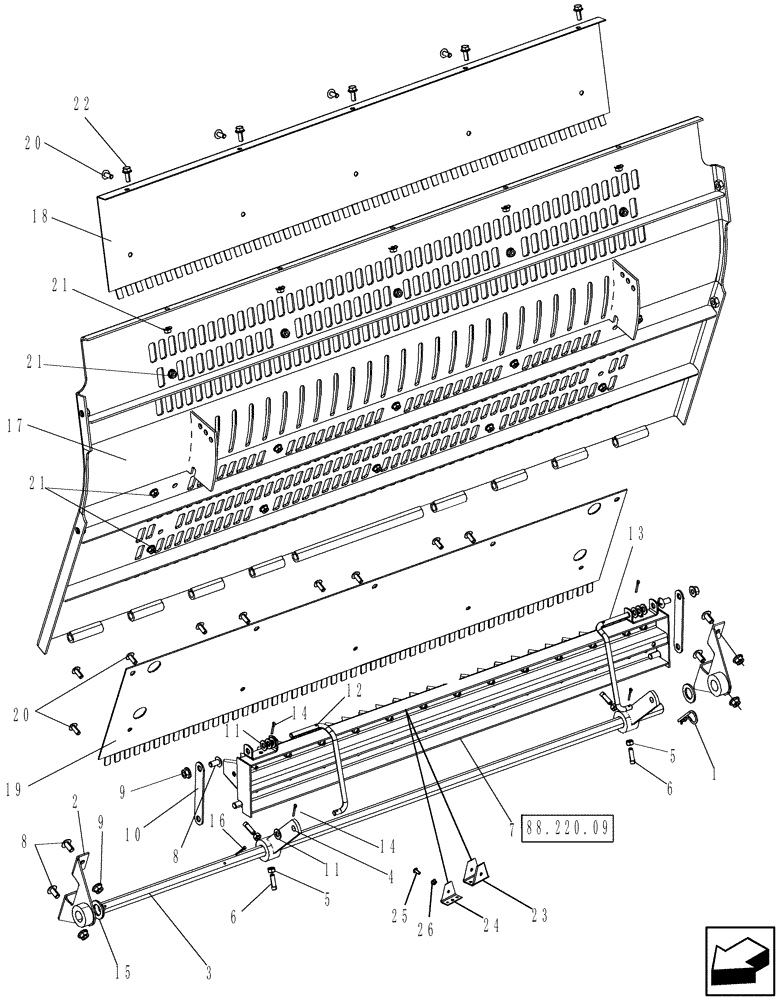 Схема запчастей Case IH 7130 - (88.220.06) - CHOPPER GRATE/KNIFEBLOCK/ADJUSTMENT LINKAGE (88) - ACCESSORIES