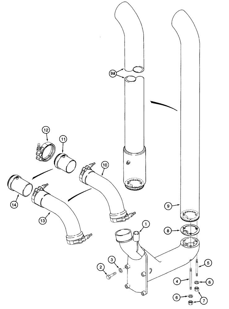 Схема запчастей Case IH 7210 - (2-020) - EXHAUST SYSTEM (02) - ENGINE