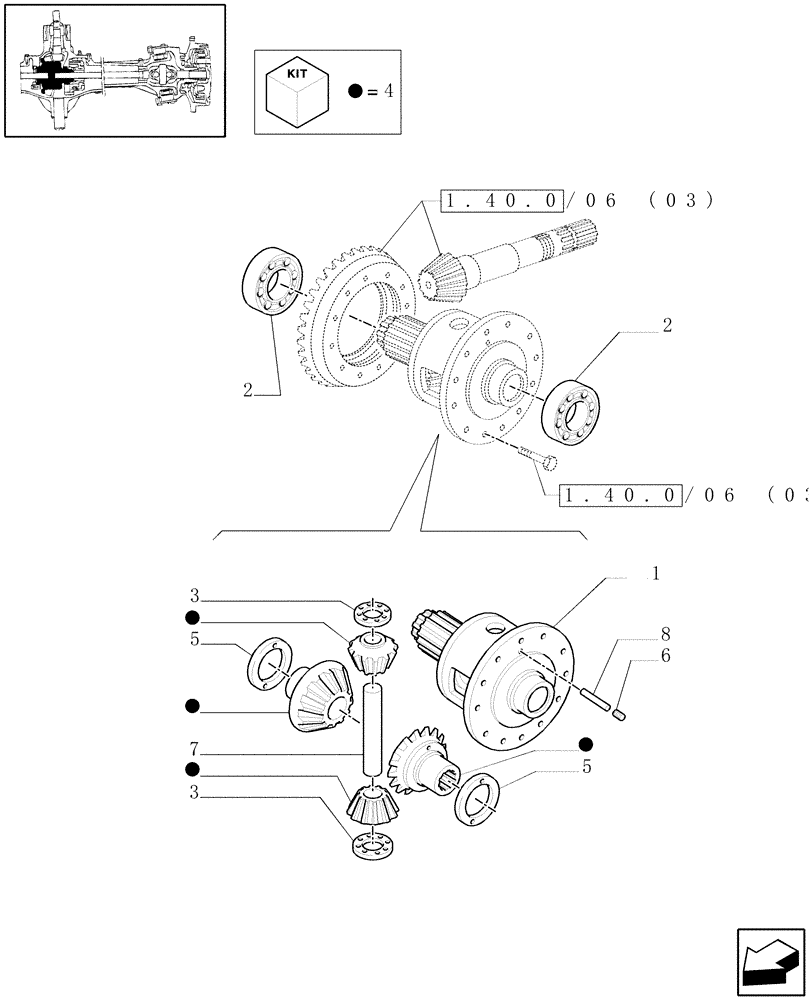 Схема запчастей Case IH MXM155 - (1.40.0/07[02]) - 4WD FRONT AXLE - DIFFERENTIAL LOCKING (04) - FRONT AXLE & STEERING