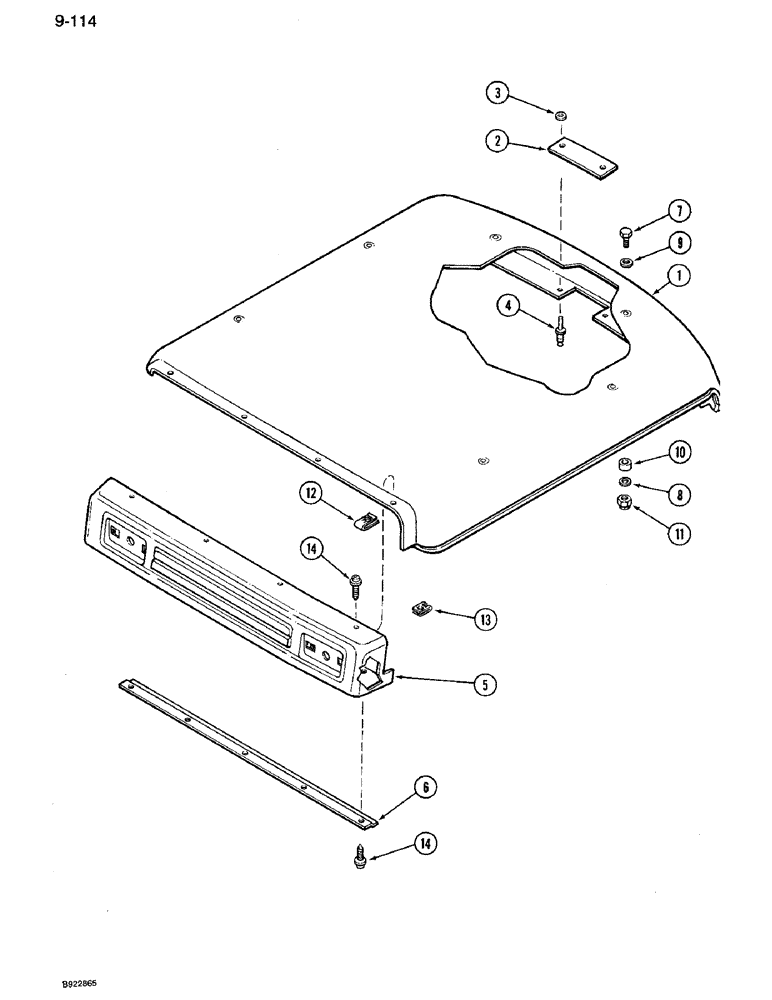 Схема запчастей Case IH 7120 - (9-114) - FOUR POST ROPS ROOF CAP (09) - CHASSIS/ATTACHMENTS