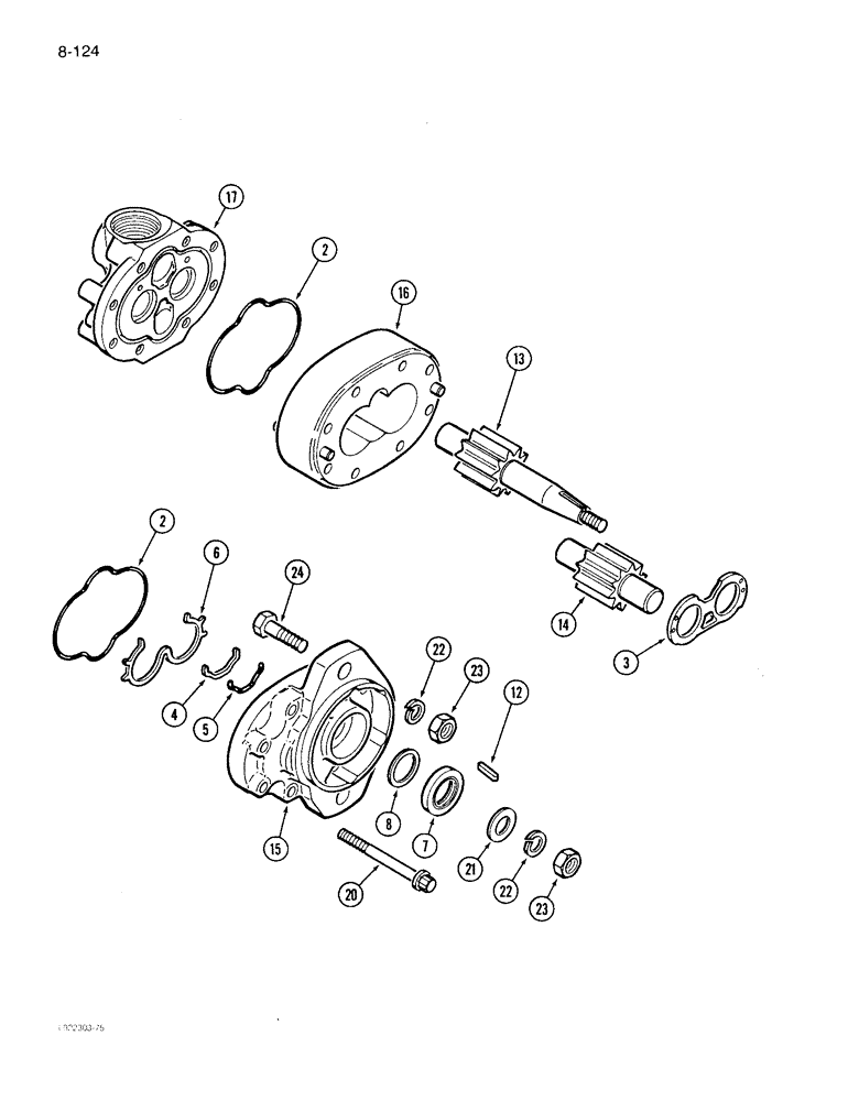 Схема запчастей Case IH 1640 - (8-124) - REEL LIFT PUMP, PRIOR TO P.I.N. JJC0097190 (07) - HYDRAULICS