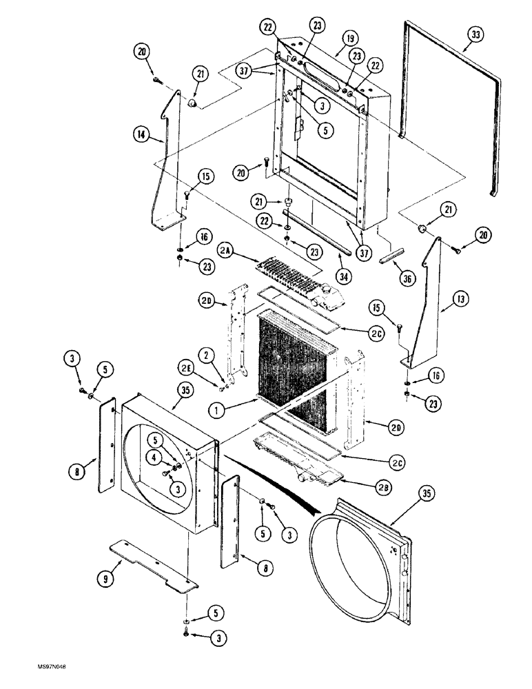 Схема запчастей Case IH 9330 - (2-098) - RADIATOR MOUNTING (02) - ENGINE