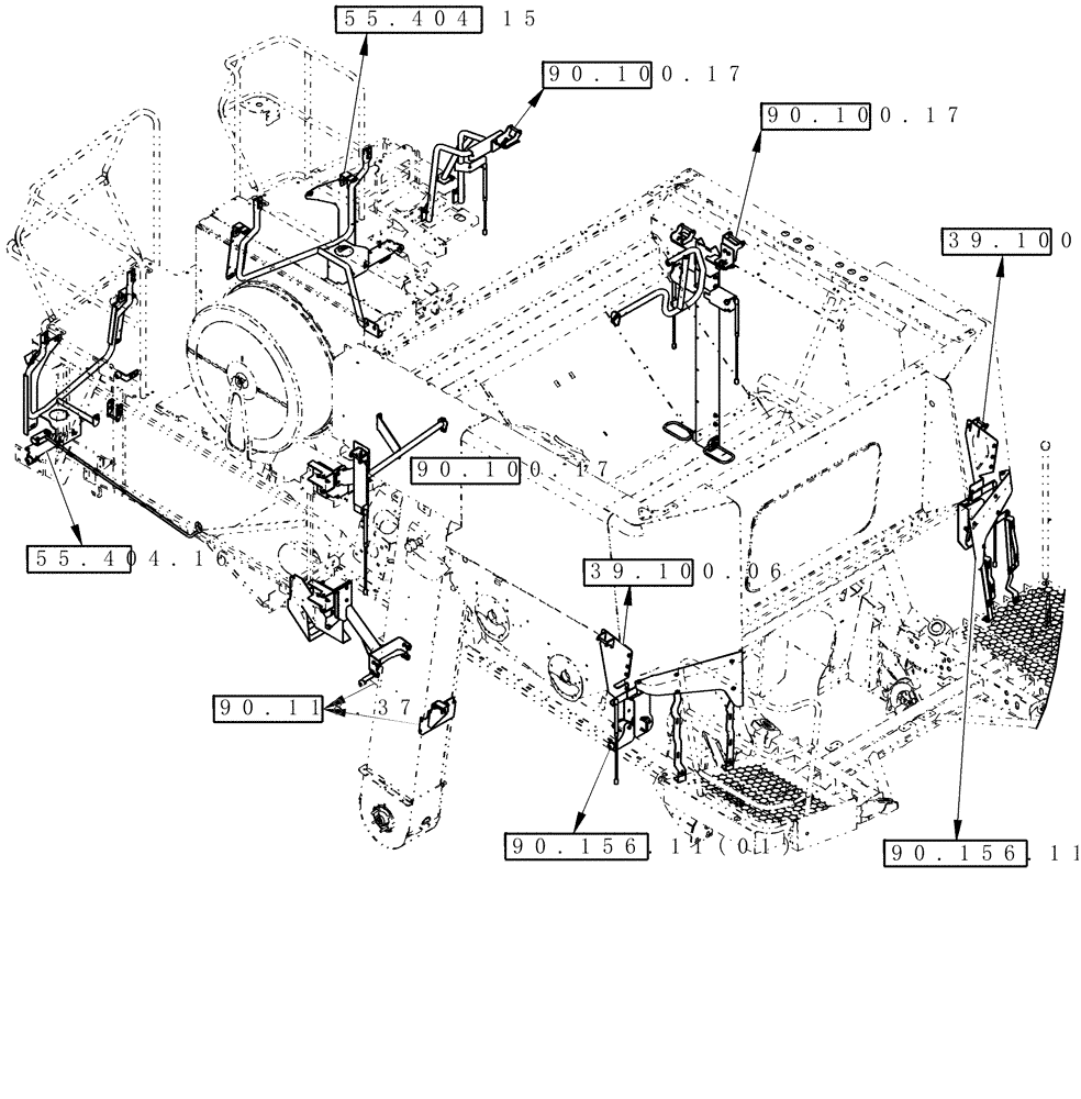Схема запчастей Case IH 7230 - (00.000.90[02]) - PICTORIAL INDEX - BODY PANEL MOUNTS & HINGES (00) - GENERAL & PICTORIAL INDEX
