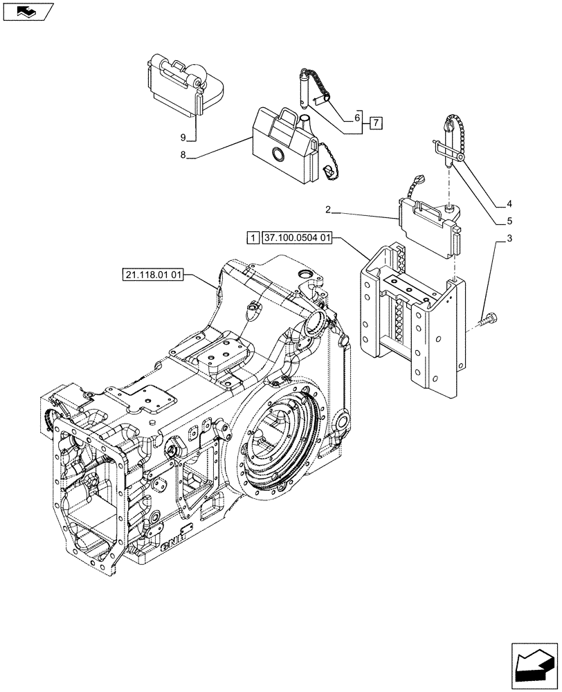 Схема запчастей Case IH PUMA 170 - (37.100.05) - SLIDER TOW HOOK WITH FIXED D3 TYPE COUPLING - TOW HITCH (VAR.728947-743225) (37) - HITCHES, DRAWBARS & IMPLEMENT COUPLINGS