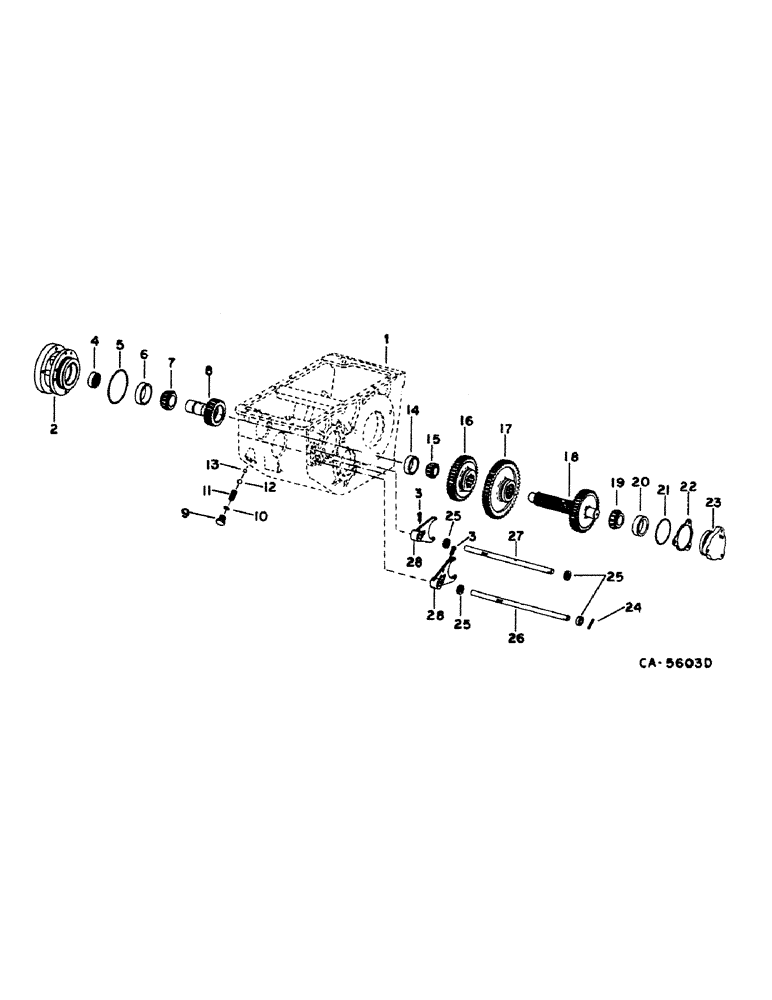 Схема запчастей Case IH 1480 - (07-04) - DRIVE TRAIN, TRANSMISSION, INPUT PINION SHAFT, GEARS AND SHIFTER RAILS Drive Train