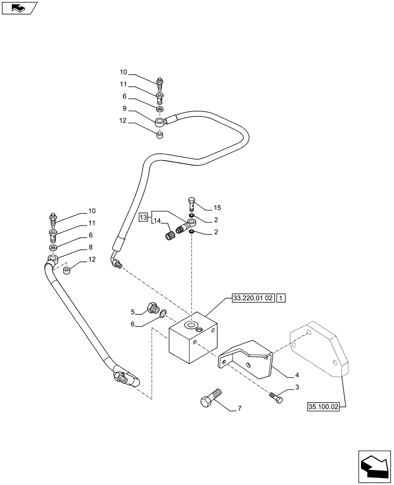 Схема запчастей Case IH PUMA 170 - (33.220.01[01]) - BRAKING LOGIC VALVE FOR CLOSED CENTRE LOAD SENSING HYD. - BRAKE LOGIC VALVE AND PIPES (VAR.743981 / 743896) (33) - BRAKES & CONTROLS