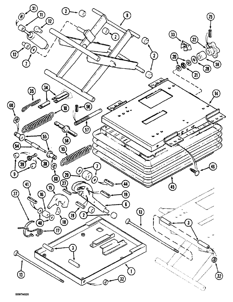 Схема запчастей Case IH 1660 - (9G-42) - SEAT, SEARS, MECHANICAL SUSPENSION, P.I.N. JJC0041750 AND AFTER (CONTD) (10) - CAB & AIR CONDITIONING