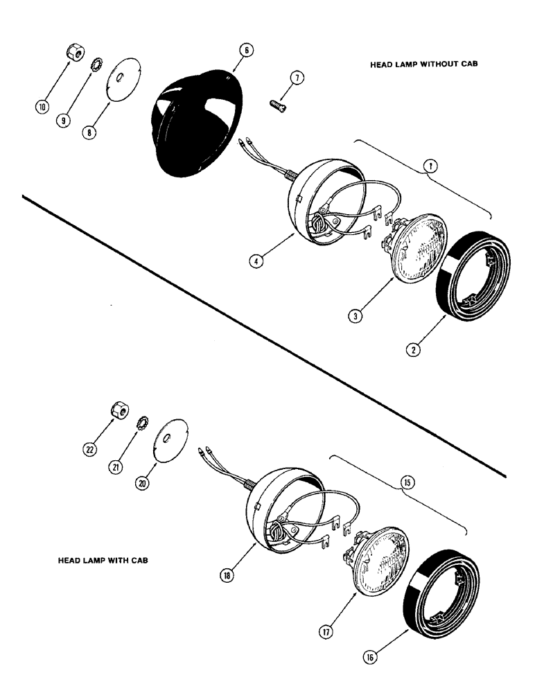 Схема запчастей Case IH 1370 - (120) - HEAD LAMPS, USED WITHOUT CAB (04) - ELECTRICAL SYSTEMS