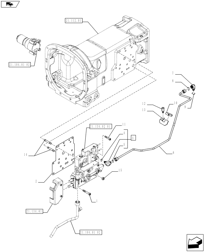 Схема запчастей Case IH FARMALL 75C - (21.104.01[01]) - HYDRAULIC GEAR BOX CONTROLS (POWER SHUTTLE 12X12 GROUND SPEED) - PIPES - ISO (VAR.331069 / 743557) (21) - TRANSMISSION