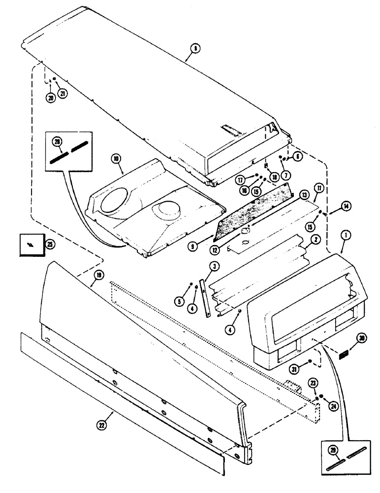 Схема запчастей Case IH 2390 - (9-330) - UPPER GRILLE, HOOD, SIDE AND DECAL PANELS (09) - CHASSIS/ATTACHMENTS