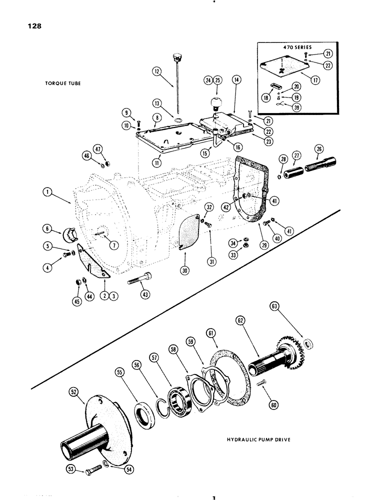 Схема запчастей Case IH 470 - (128) - TORQUE TUBE (06) - POWER TRAIN