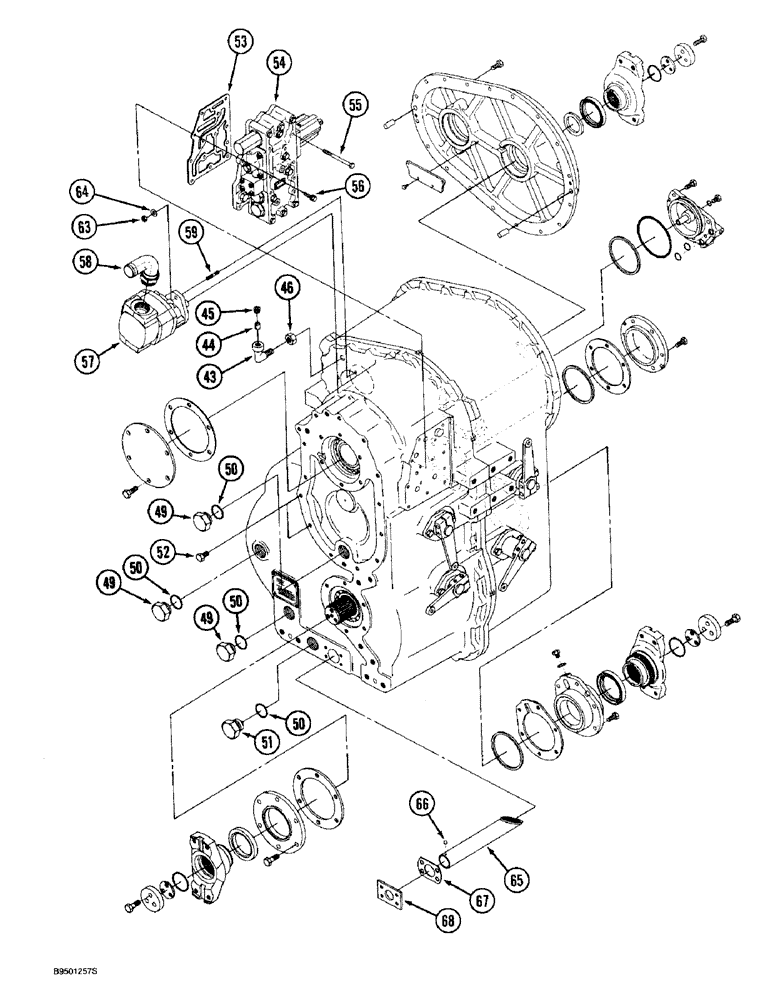 Схема запчастей Case IH 9270 - (6-036) - SYNCHROMESH TRANSMISSION ASSEMBLY PUMP & VALVE MOUNTING, COVERS & YOKES, (CONT) (06) - POWER TRAIN