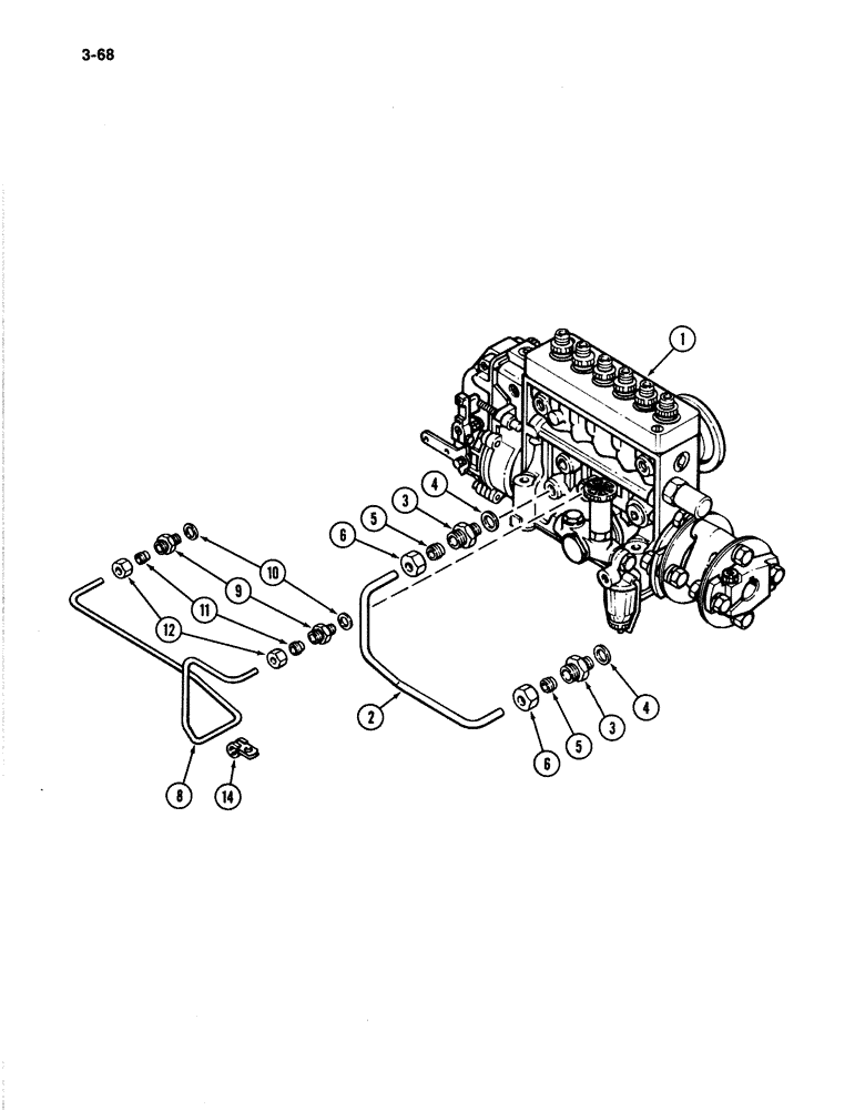 Схема запчастей Case IH 4894 - (3-68) - INJECTION PUMP LUBRICATION TUBES 674 CUBIC INCH DIESEL ENGINE (03) - FUEL SYSTEM