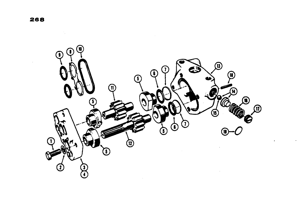 Схема запчастей Case IH 430 - (268) - HYDRAULIC PUMP PARTS, PRIOR TO S/N 8262800 (08) - HYDRAULICS