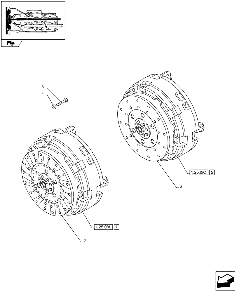 Схема запчастей Case IH JX75 - (1.25.0[01]) - CLUTCH (03) - TRANSMISSION