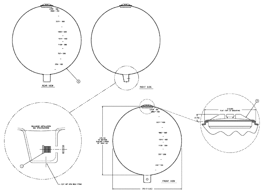 Схема запчастей Case IH 3150 - (09-014) - TANK ASSEMBLY, SPHERICAL Liquid Plumbing