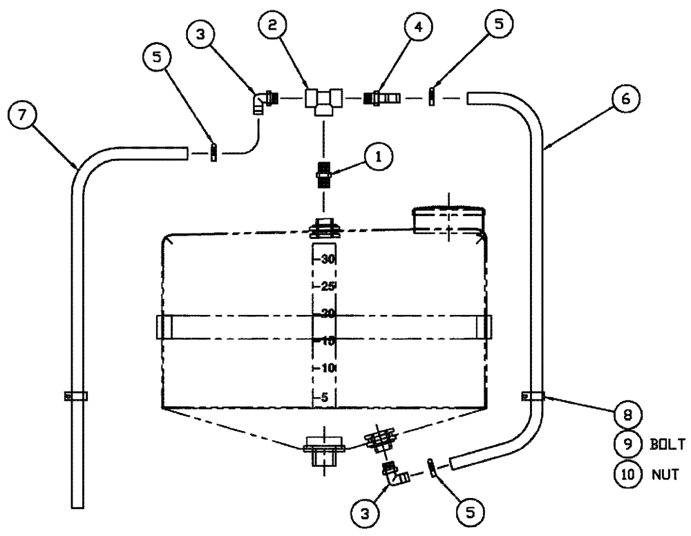 Схема запчастей Case IH 3185 - (09-030) - SIGHT GAUGE PACKAGE, RINSE TANK Liquid Plumbing