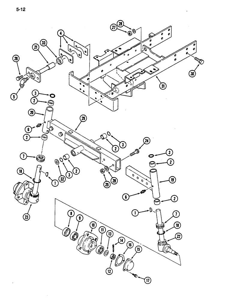 Схема запчастей Case IH 255 - (5-12) - FRONT AXLE, ADJUSTABLE (05) - STEERING