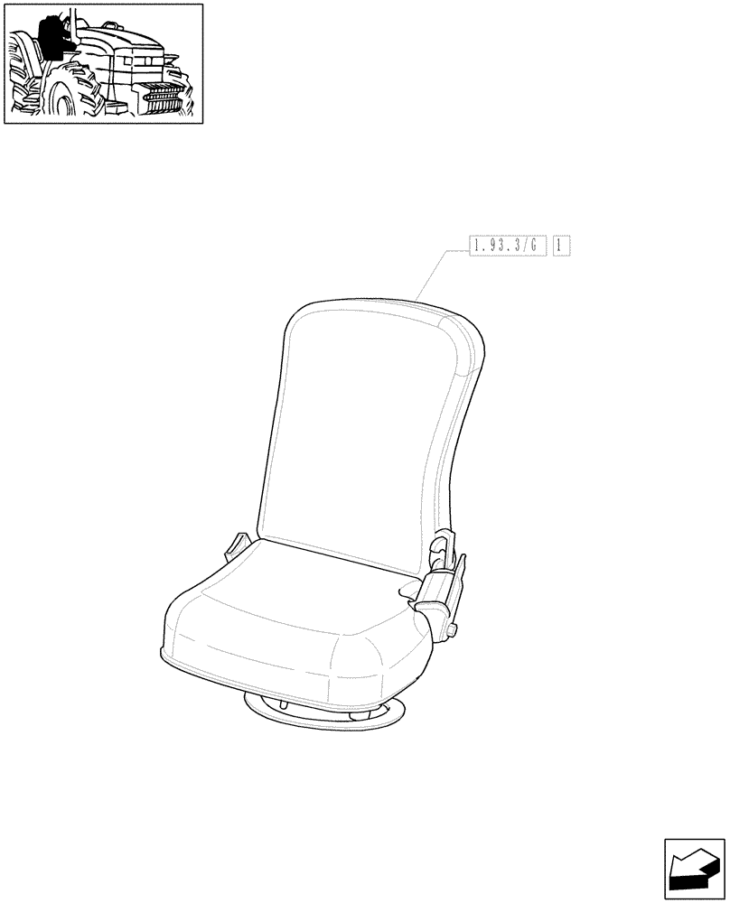 Схема запчастей Case IH MXU115 - (1.93.3[03]) - PASSENGER SEAT (10) - OPERATORS PLATFORM/CAB