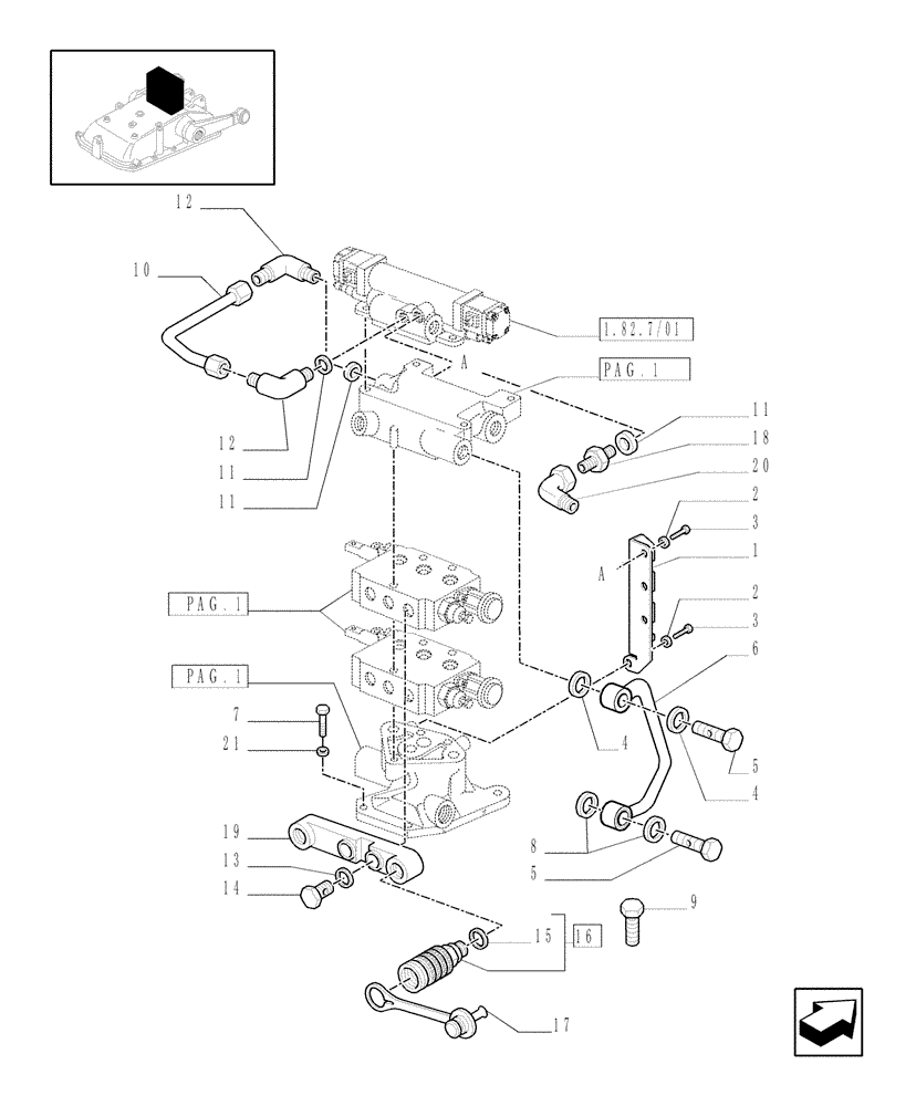 Схема запчастей Case IH JX1085C - (1.82.7/07[03]) - (VAR.136) 2 REAR REMOTE VALVES FOR EDC - PIPES - C5484 (07) - HYDRAULIC SYSTEM