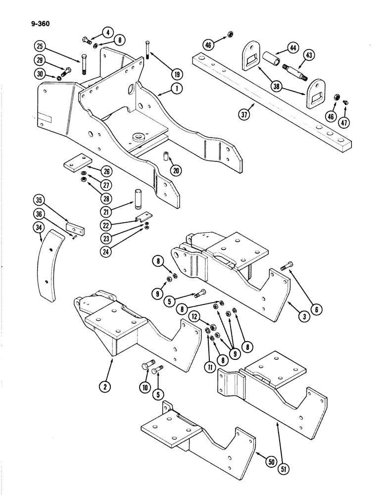 Схема запчастей Case IH 4894 - (9-360) - DRAWBAR AND SUPPORTS (09) - CHASSIS/ATTACHMENTS