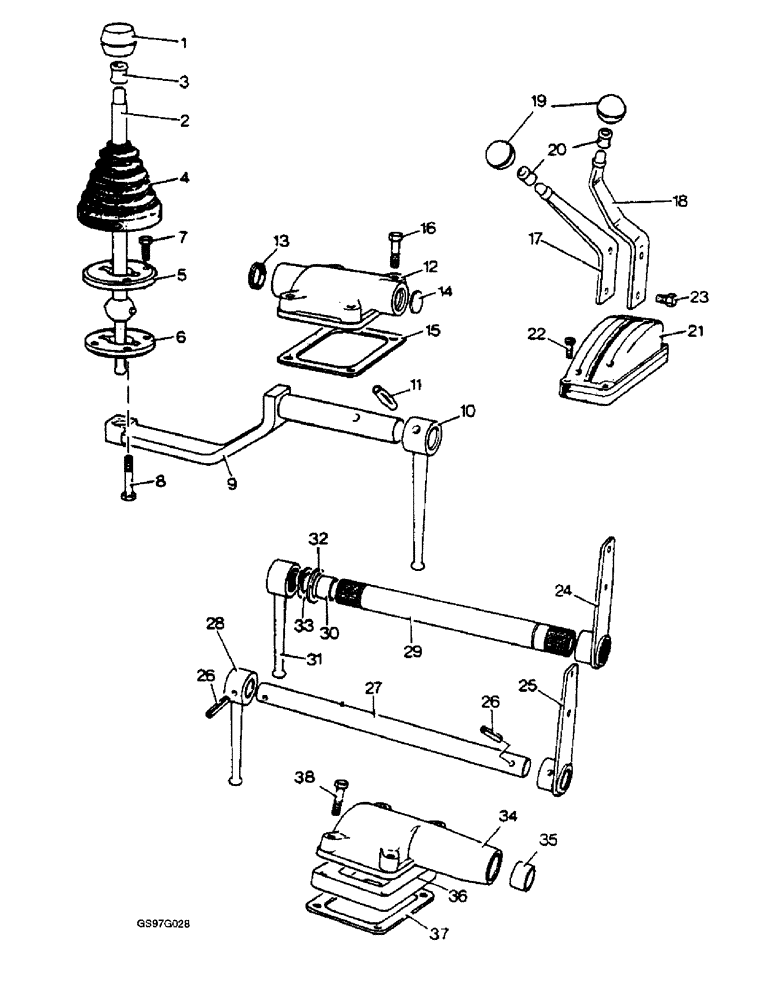 Схема запчастей Case IH 1210 - (6-42) - GEAR SHIFT LEVERS, 1210Q, 1210SK AND 1210SKG TRACTORS FOR EUROPE ONLY (06) - POWER TRAIN