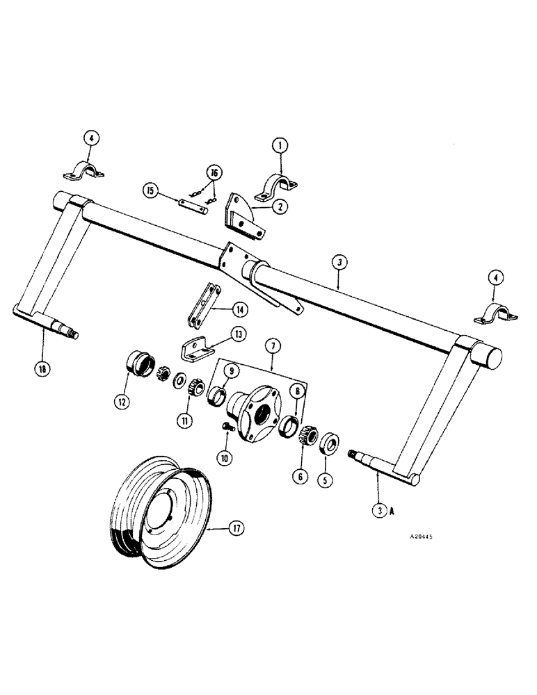 Схема запчастей Case IH B-SERIES - (10) - AXLE AND WHEELS, SINGLE WHEEL, FOR B97, B109 AND B117 MODELS, 1966 PRODUCTION 