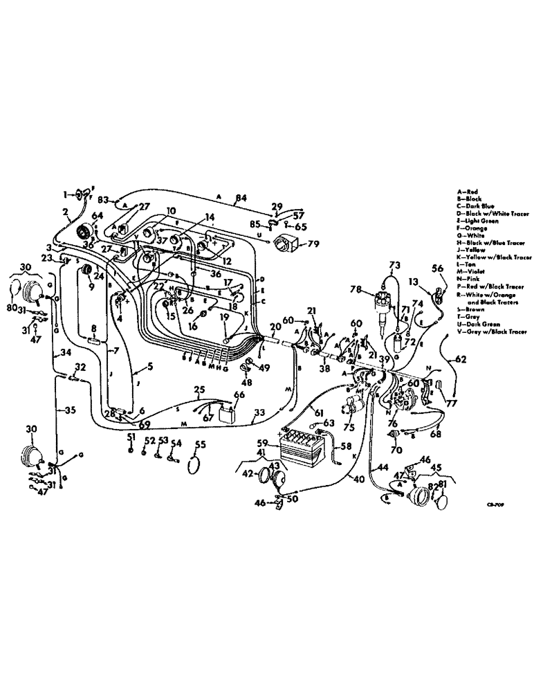 Схема запчастей Case IH 815 - (G-10) - ELECTRICAL SYSTEM, WIRING DIAGRAM, BASIC, LP GAS ENGINE SERIAL NO. 1972 AND BELOW (06) - ELECTRICAL SYSTEMS