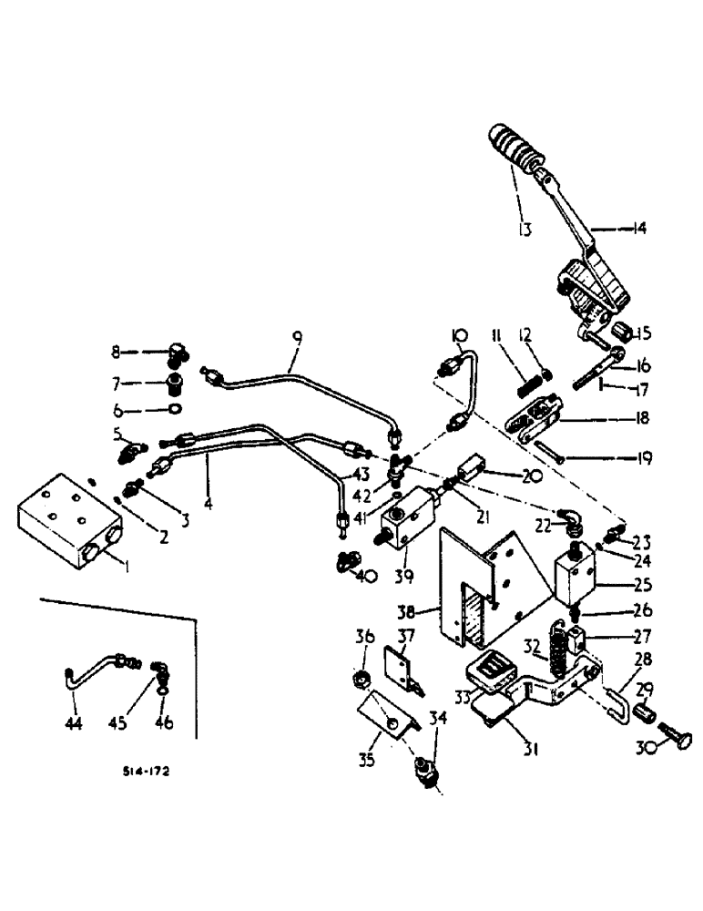 Схема запчастей Case IH 574 - (07-089) - TUBES AND VALVES, FOOT SPEED CONTROLS (04) - Drive Train