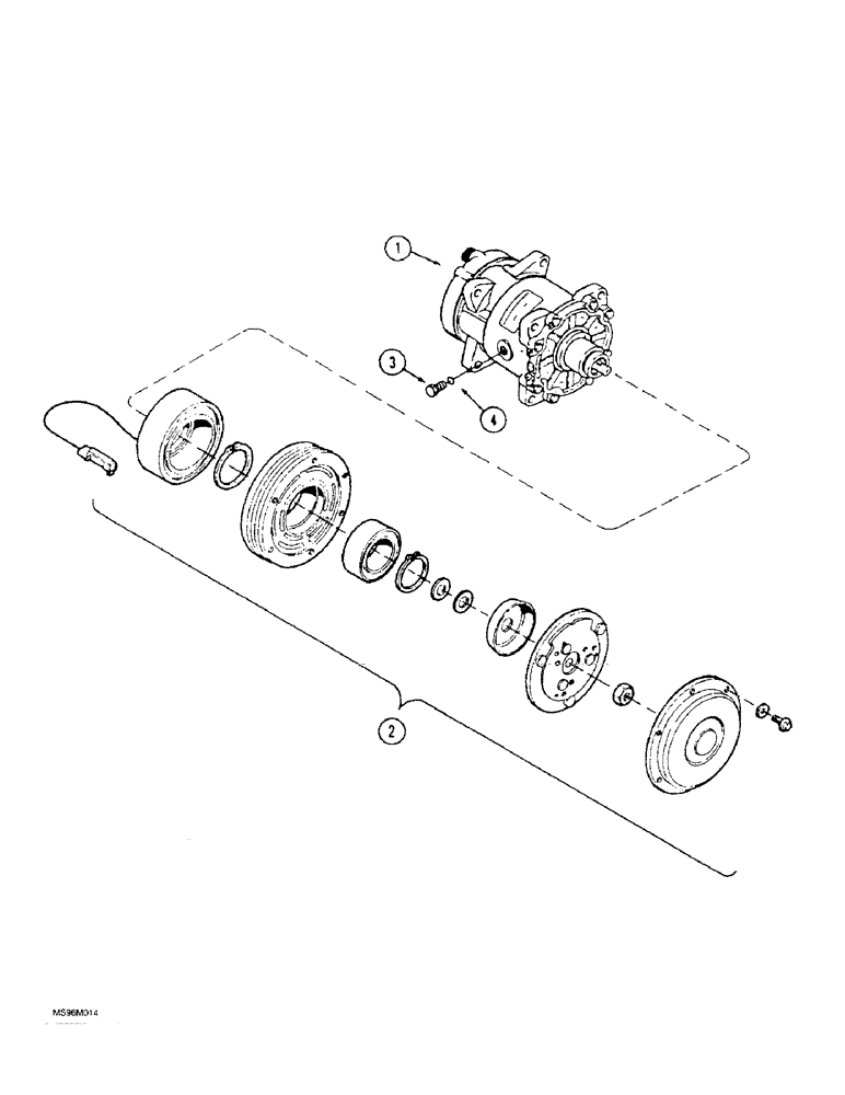 Схема запчастей Case IH 4240 - (2-14) - AIR CONDITIONING, COMPRESSOR (02) - ENGINE