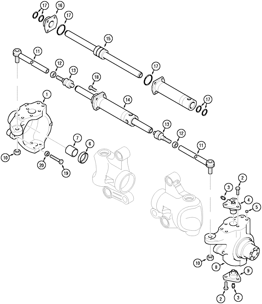 Схема запчастей Case IH MX135 - (05-12) - STEERING CYLINDER AND SWIVEL HOUSINGS (05) - STEERING