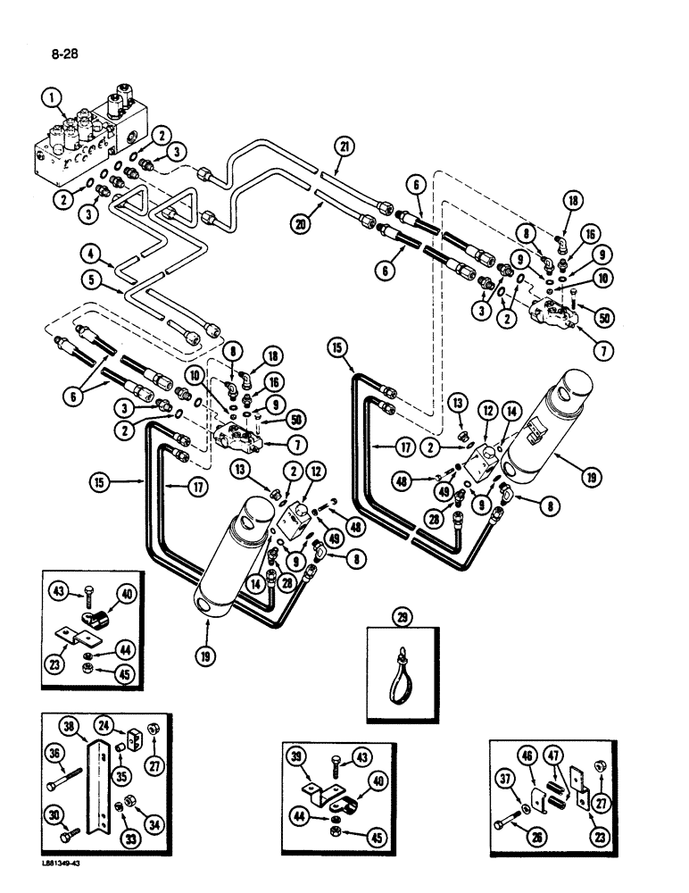 Схема запчастей Case IH 1822 - (8-28) - DRUM CONTROL VALVES AND LIFT CYLINDER SYSTEM (07) - HYDRAULICS