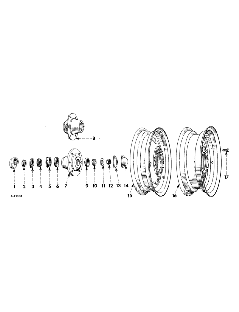 Схема запчастей Case IH 424 - (121) - WHEELS, FRONT WHEELS (11) - WHEELS