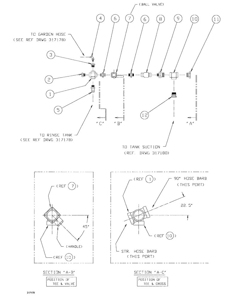 Схема запчастей Case IH SPX3200B - (142) - SUCTION FITTINGS ASSEMBLY - SPHERICAL TANK (78) - SPRAYING