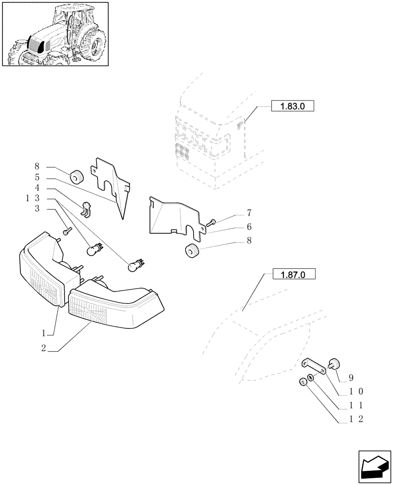 Схема запчастей Case IH JX1100U - (1.75.6[01]) - LIGHTING COMPONENTS (06) - ELECTRICAL SYSTEMS