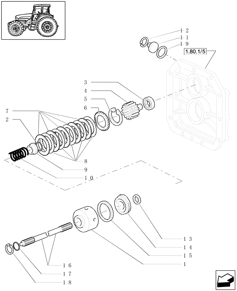 Схема запчастей Case IH JX1080U - (1.80.7/04) - (VAR.729) SYNCHRO MESH GEARED POWER TAKE -OFF 540 - 750 - 1000 RPM - CLUTCH DISKS (07) - HYDRAULIC SYSTEM