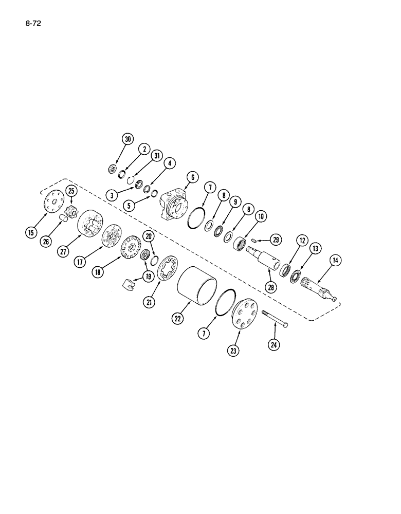 Схема запчастей Case IH 1844 - (8-72) - CONVEYOR UNLOADER MOTOR (07) - HYDRAULICS