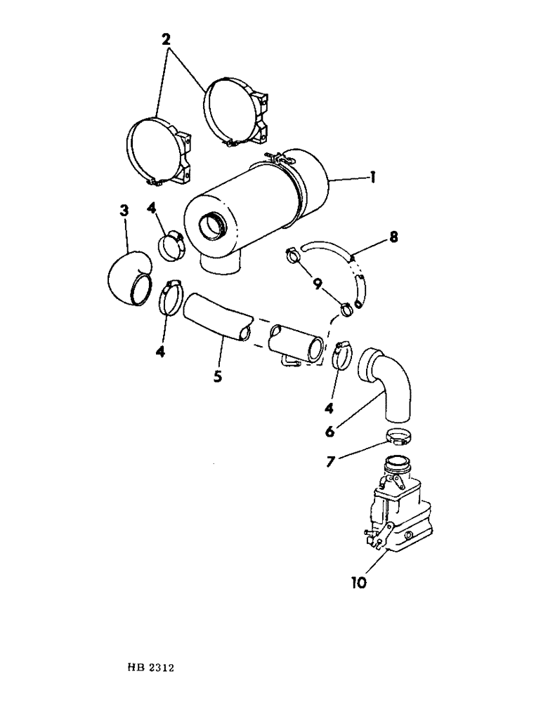 Схема запчастей Case IH 4000 - (12-43) - POWER, AIR CLEANER AND CONNECTIONS C-232 GAS ENGINE, FOR USE ON 4000 WINDROWERS Power