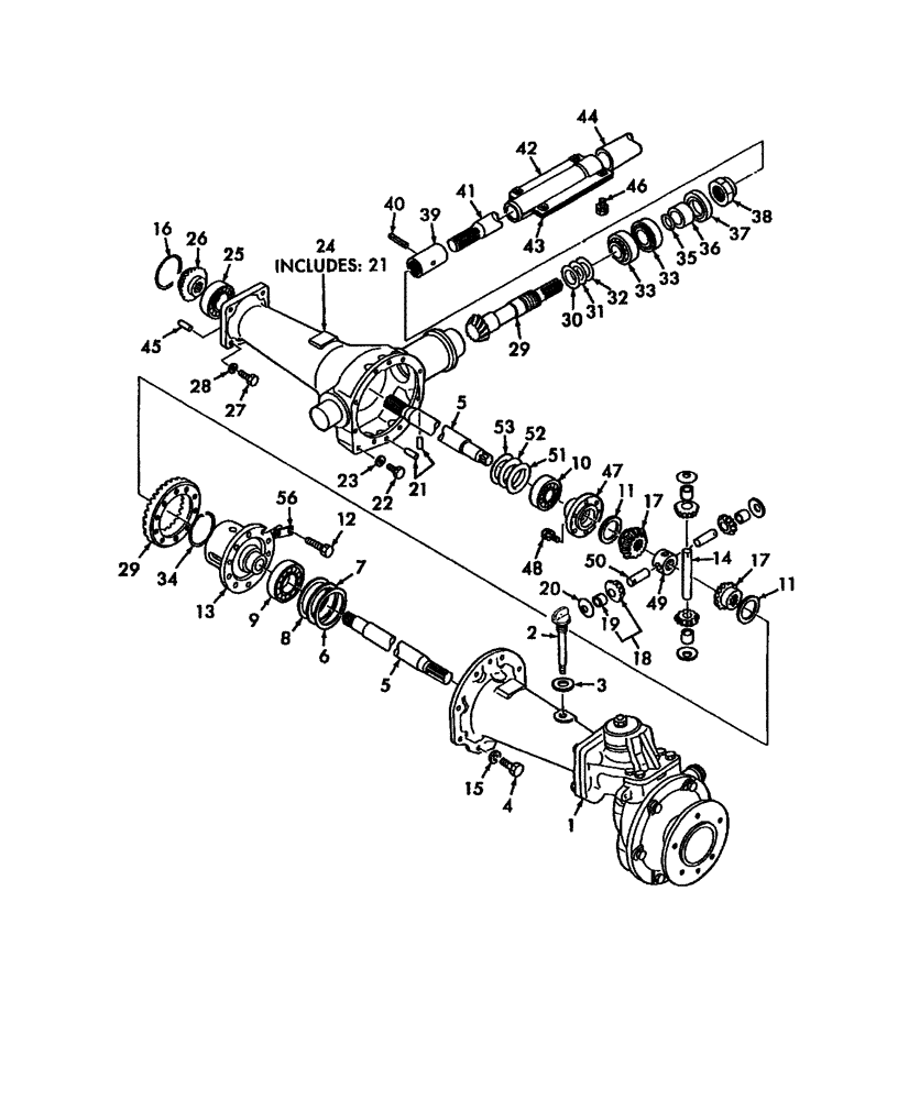 Схема запчастей Case IH DX35 - (04.10) - FRONT DIFFERENTIAL GEARS W/FWD (04) - FRONT AXLE & STEERING