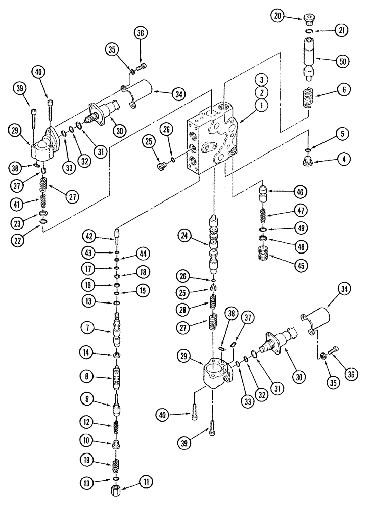 Схема запчастей Case IH STX440 - (08-43) - MAIN AND AUXILIARY VALVE ASSY ELECTRONIC CONTROLLED (08) - HYDRAULICS