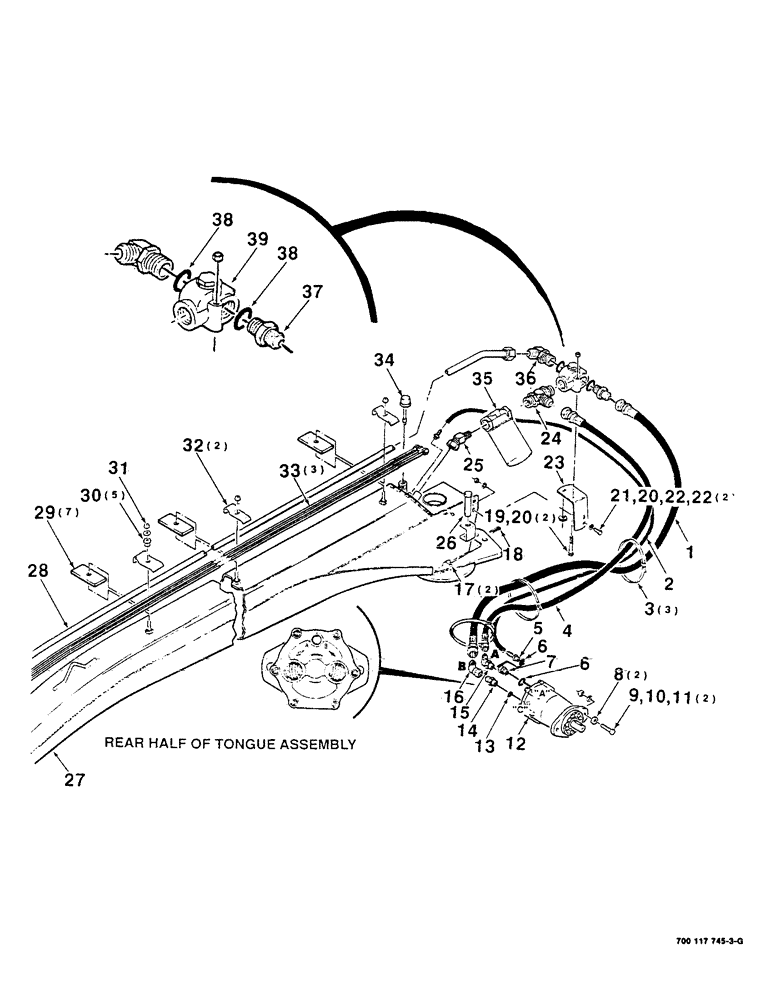 Схема запчастей Case IH 8380 - (8-20) - TONGUE AND HYDROSTATIC DRIVE ASSEMBLY, REAR, SERIAL NUMBER CFH0009637 AND LATER (08) - HYDRAULICS