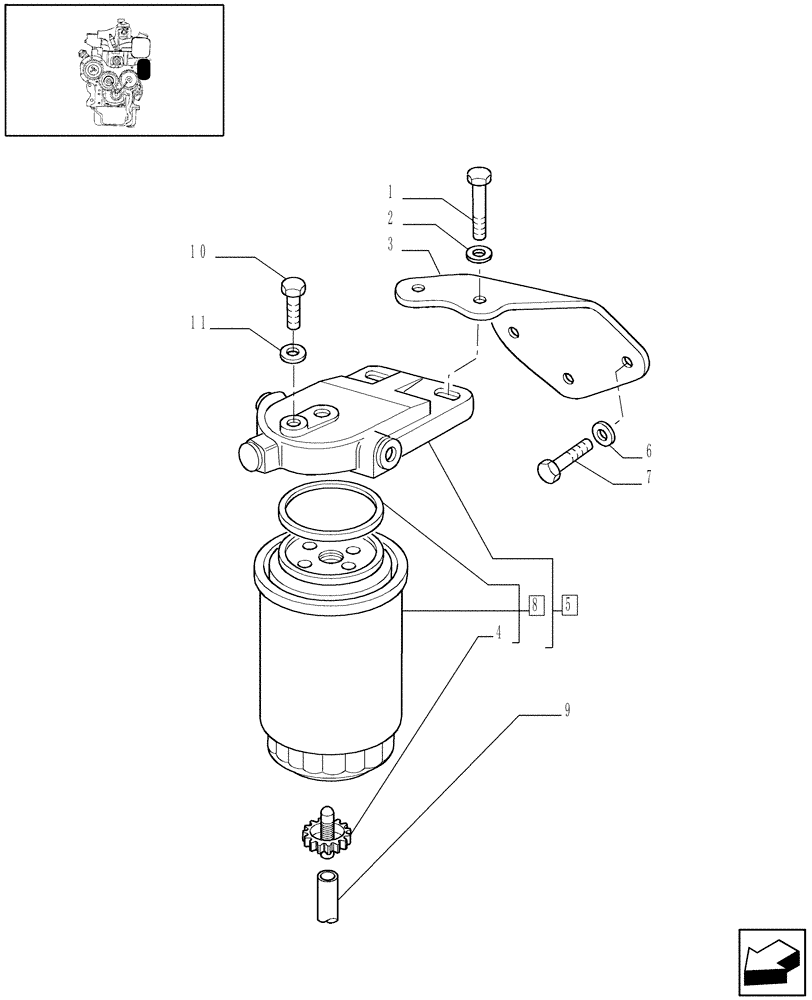 Схема запчастей Case IH JX95 - (0.20.0) - FUEL FILTER (01) - ENGINE