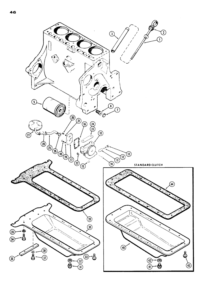 Схема запчастей Case IH 530 - (046) - OIL PUMP, OIL FILTER, OIL PAN, 530, 159, SPARK IGNITION ENGINE (02) - ENGINE