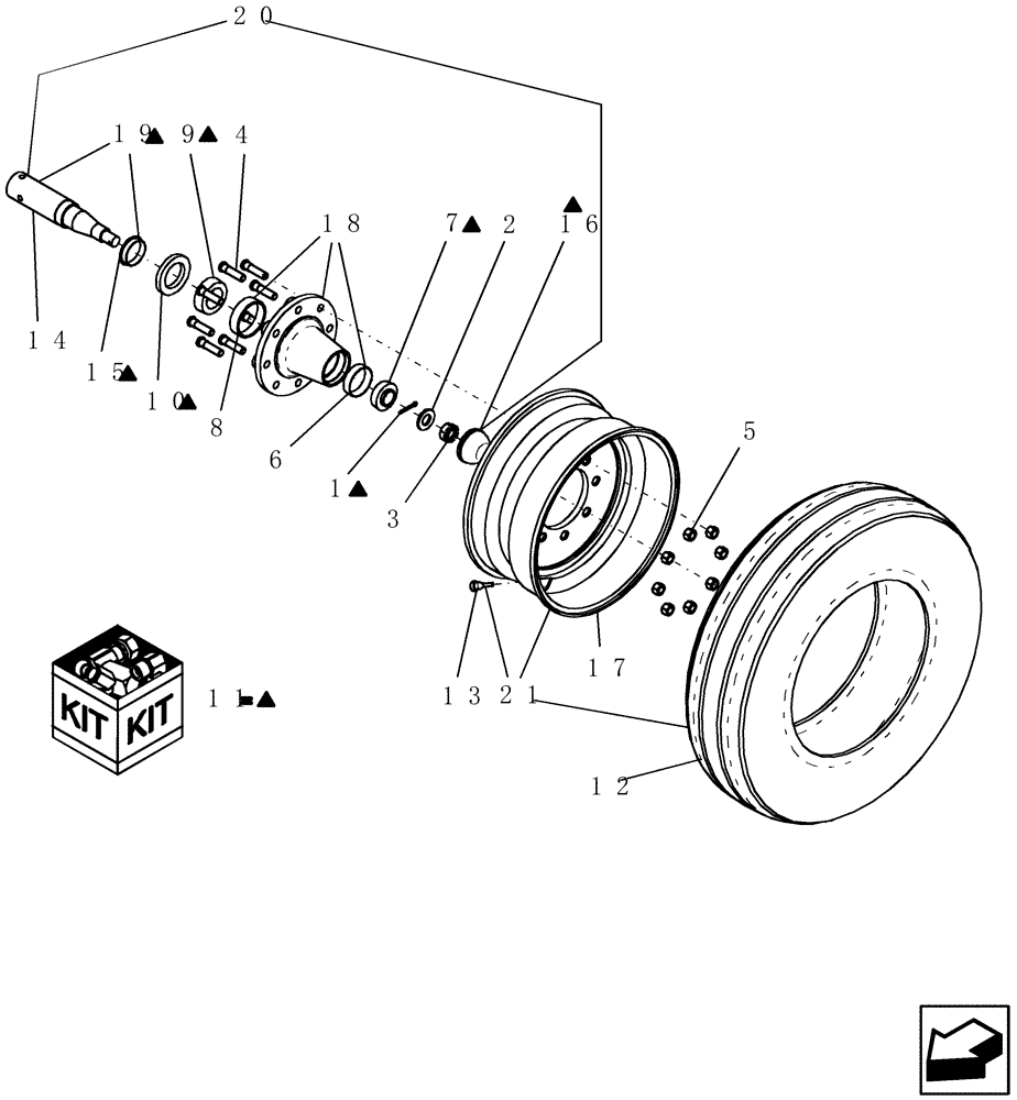 Схема запчастей Case IH 600 - (44.100.04) - 5 SECTION CENTER SECTION WALKING BEAM HUB ASSEMBLY (44) - WHEELS