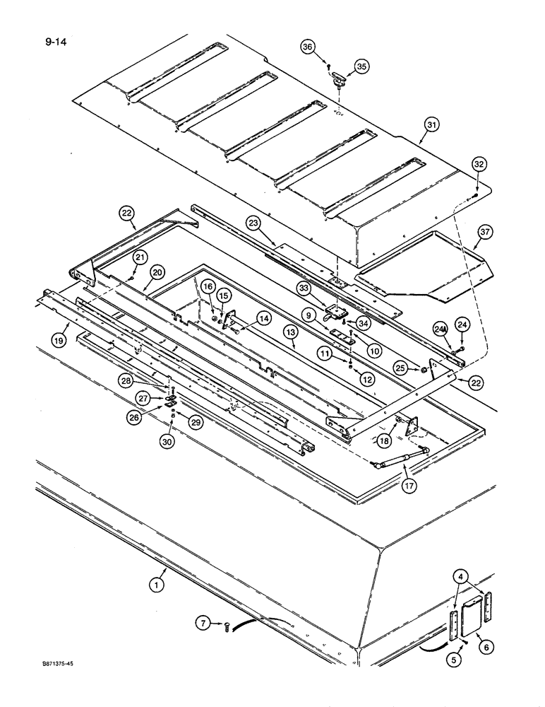 Схема запчастей Case IH 8600 - (9-014) - HOPPER AND COVER (09) - CHASSIS/ATTACHMENTS