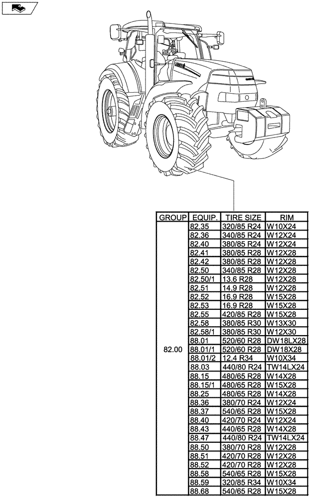 Схема запчастей Case IH MAXXUM 140 - (SEC. 11[01]) - WHEELS / TRACKS - FRONT (00) - GENERAL