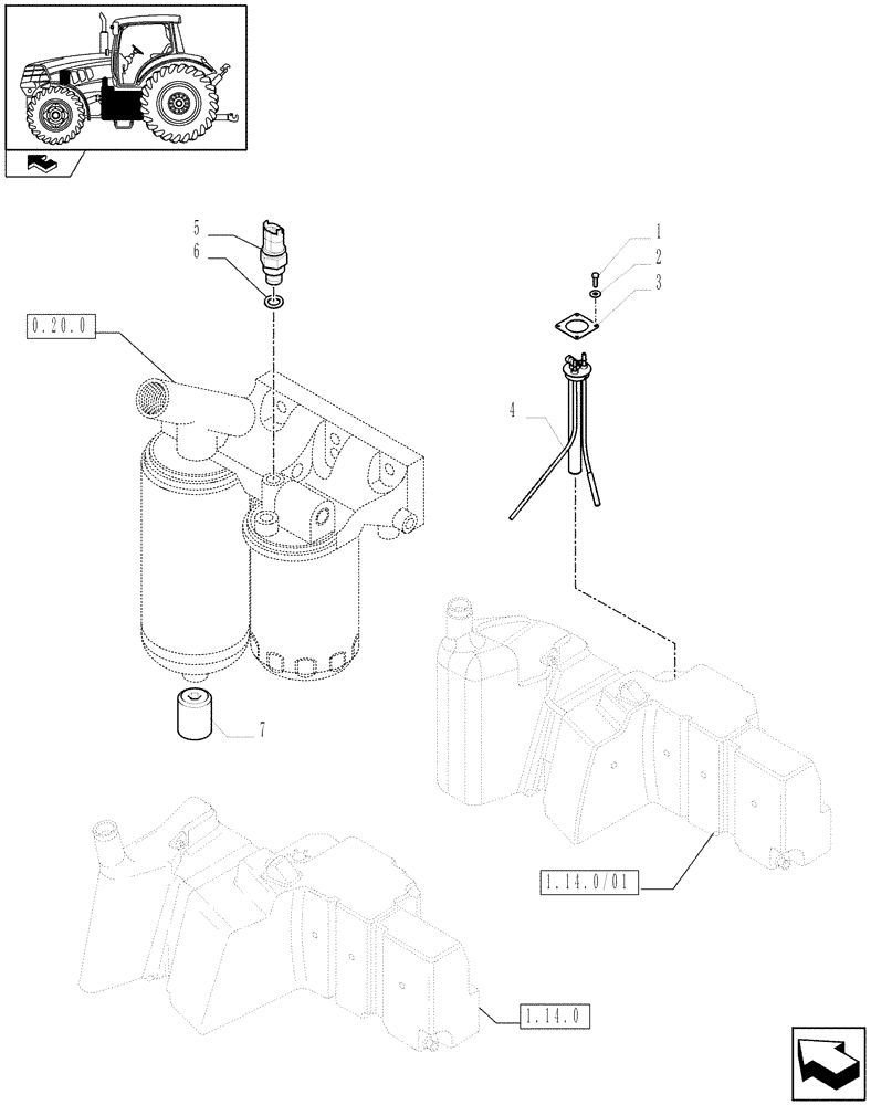 Схема запчастей Case IH MAXXUM 140 - (1.75.0[02]) - FUEL SYSTEM GAUGE AND SENSORS (06) - ELECTRICAL SYSTEMS