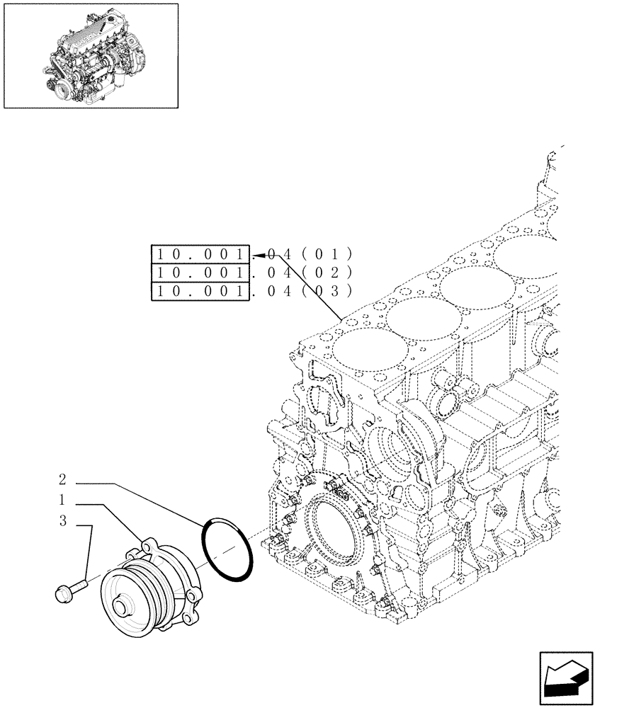 Схема запчастей Case IH 7010 - (10.402.01[02]) - WATER PUMP - 9010 (10) - ENGINE