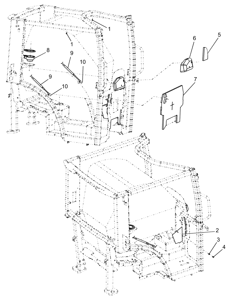 Схема запчастей Case IH FARMALL 40 - (10.01.01) - GAS SPRING, CUP HOLDER, INSULATION, MISCELLANEOUS (10) - OPERATORS PLATFORM/CAB